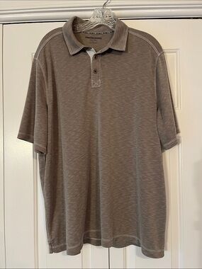 Men's Johnston & Murphy heather taupe/light brown polo shirt - LNC